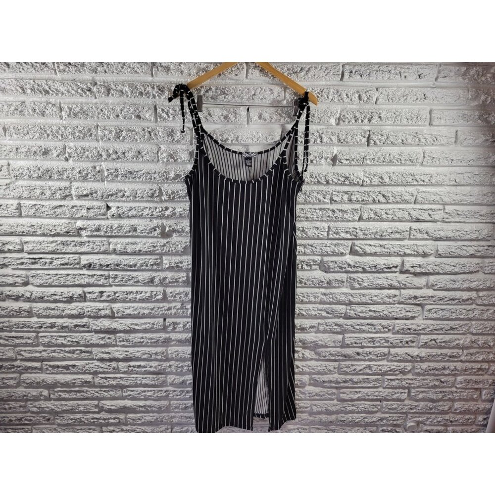 Belle Tweed Womens Dress 1X Plus Slip Spaghetti Strap Black Stripe STR167XE